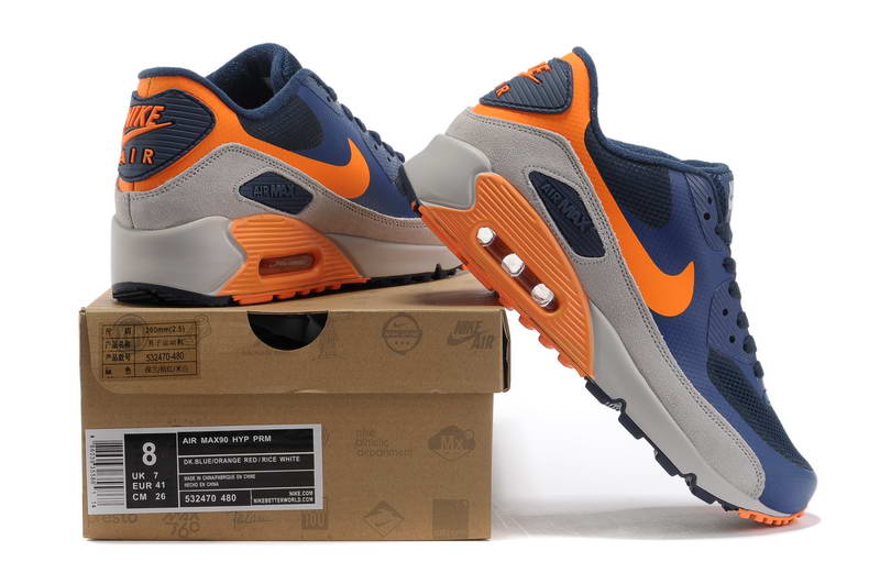 Air Max 90 Hyperfuse fourrure Chaussures Hommes Bleu Orange Beige (1)